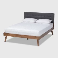 Devan Fabric Upholstered Walnut Finished Platform Bed - Baxton Studio -Online Furniture Store GUEST 1f7539ee 4401 421f 8c56 4785bec03f65