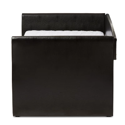 Twin Camino Modern And Contemporary Faux Leather Upholstered Daybed With Guest Trundle Bed - Baxton Studio 2 Twin Camino Modern And Contemporary Faux Leather Upholstered Daybed With Guest Trundle Bed - Baxton Studio - Image 2