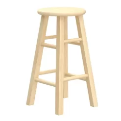 PJ Wood Classic Round-Seat 24" Tall Kitchen Counter Stools For Homes, Dining Spaces, And Bars With Backless Seats, 4 Square Legs, Natural (Set Of 4) -Online Furniture Store GUEST 1fa1c01a e1ae 4479 8888 7b91efb4a712