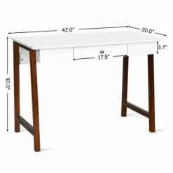 Costway Computer Desk Laptop PC Writing Table Makeup Vanity Table W/Drawer And Wood Legs