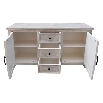 Flora 2 Door 3 Drawer Credenza White Wash - Treasure Trove Accents 3 Flora 2 Door 3 Drawer Credenza White Wash - Treasure Trove Accents - Image 3