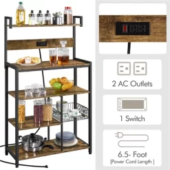 Yaheetech 5-Tier 56" H Baker’s Rack With Wire Basket & Power Outlets, Rustic Brown 10 Yaheetech 5-Tier 56" H Baker’s Rack With Wire Basket & Power Outlets, Rustic Brown -Online Furniture Store GUEST 200ccec3 1ded 4b9a bb41 b04f39866526