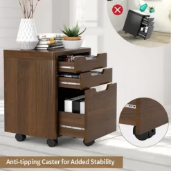 Costway 3 Drawer Rolling File Cabinet W/ Wheels Vertical Printer Stand Walnut -Online Furniture Store GUEST 210e1fbc 1f13 49d2 b1ab b358900ba4ed