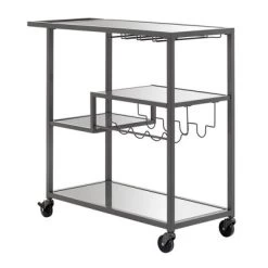 Estelle Step Tier Metal And Glass Bar Cart - Inspire Q -Online Furniture Store GUEST 211d3dd4 0a82 4832 b737 06a966288f62