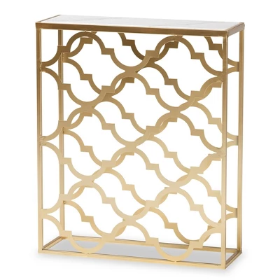 Calanthe Metal With Marble Tabletop Console Table White/Gold - Baxton Studio 1 Calanthe Metal With Marble Tabletop Console Table White/Gold - Baxton Studio
