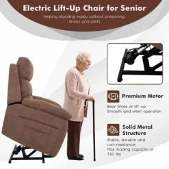Costway Power Lift Recliner Chair Sofa For Elderly W/ Side Pocket & Remote Control GreyBrown -Online Furniture Store GUEST 224db807 4757 4139 acc2 cc287856bfd7