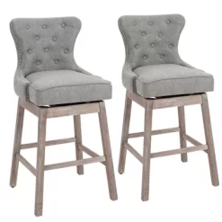 HOMCOM Upholstered Fabric Bar Height Bar Stools Set Of 2, 180° Swivel Nailhead-Trim Pub Chairs, 30" Seat Height With Rubber Wood Legs -Online Furniture Store GUEST 228d988b ea4a 4945 beeb 8b4a1a3d4ff1