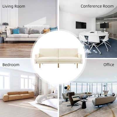 Lanna 76"Wide Vegan Leather Modern Style Convertible Futon Sofa Bed For Living Room Guest Bedroom | ARTFUL LIVING DESIGN 3 Lanna 76"Wide Vegan Leather Modern Style Convertible Futon Sofa Bed For Living Room Guest Bedroom | ARTFUL LIVING DESIGN - Image 3