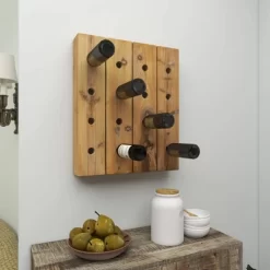 Rustic Wood Wall Wine Rack Brown - Olivia & May -Online Furniture Store GUEST 22fd798f f2f2 451d 8384 30955bcada66