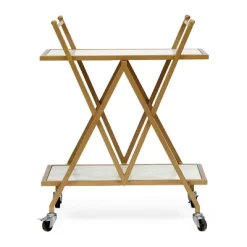 Chaves Handcrafted Modern Glam Marble Bar Cart Gold/White - Christopher Knight Home -Online Furniture Store GUEST 231c5a4c e189 42e8 a921 1068187ff787