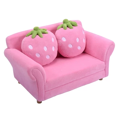Tangkula Kids Sofa Cute Sofa Strawbwrry Sponge Filler Upholstered Lounge W/ Armrest 9 Tangkula Kids Sofa Cute Sofa Strawbwrry Sponge Filler Upholstered Lounge W/ Armrest - Image 9