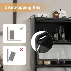 Costway 5-Tier Kitchen Baker's Rack Storage Cabinet Mobile Microwave Stand Flip-up Doors -Online Furniture Store GUEST 23282a11 380d 485c 8584 b76d1dd2b40a