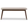 Flora Mid-Century Modern Light Gray Fabric & Oak Medium Brown Finishing Wood Dining Bench - Baxton Studio