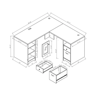 Ghally Locking Drawer L-Shape Desk With USB Ports White Oak - MiBasics 11 Ghally Locking Drawer L-Shape Desk With USB Ports White Oak - MiBasics - Image 11