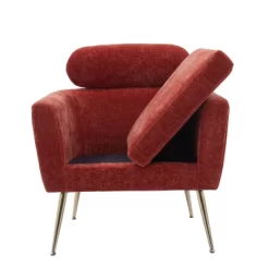 29.5" Modern Chenille Accent Armchair With Gold Metal Legs And Throw Pillow - ModernLuxe 18 29.5" Modern Chenille Accent Armchair With Gold Metal Legs And Throw Pillow - ModernLuxe -Online Furniture Store GUEST 2567f2f0 aabb 45f4 8028 664082fa82b2