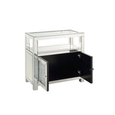 32" Noralie Cabinet Clear Glass/Mirrored/Faux Diamonds - Acme Furniture 2 32" Noralie Cabinet Clear Glass/Mirrored/Faux Diamonds - Acme Furniture - Image 2