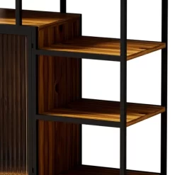 Multipurpose Bookshelf Storage Rack With Closed Storage Cabinets, Black + Brown - ModernLuxe -Online Furniture Store GUEST 25a95354 85de 428d b3bc 0591a1e7af62