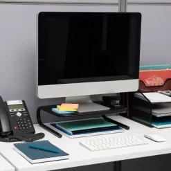 Mind Reader 2pk Metal Monitor Stand And Riser Black