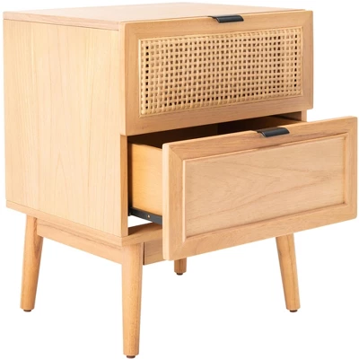 Baisley 2 Drawer Rattan Nightstand - Natural - Safavieh 5 Baisley 2 Drawer Rattan Nightstand - Natural - Safavieh - Image 5
