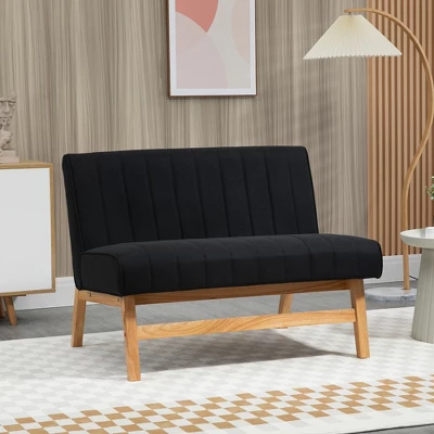 HOMCOM 42" Small Loveseat Sofa Couch For Bedroom, Living Room Furniture, Space-Saving 2 Seater Couch, Modern Couch Loveseat Upholstered 2 HOMCOM 42" Small Loveseat Sofa Couch For Bedroom, Living Room Furniture, Space-Saving 2 Seater Couch, Modern Couch Loveseat Upholstered - Image 2