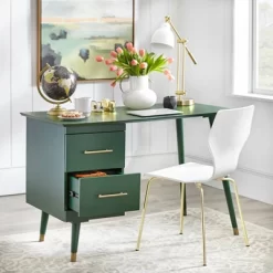 Leon Mid Century Desk Green - Angelo : Home