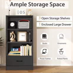 Costway 4-Tier Bookcase 48'' Display Bookshelf Storage Organizer With Shelves & Drawer Grey/White/Natural 16 Costway 4-Tier Bookcase 48'' Display Bookshelf Storage Organizer With Shelves & Drawer Grey/White/Natural -Online Furniture Store GUEST 288a52fb 8801 466a 9d32 0a07f88ca056