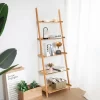 Costway 5-Tier Ladder Shelf Bamboo Bookshelf Wall-Leaning Storage Display Plant Stand