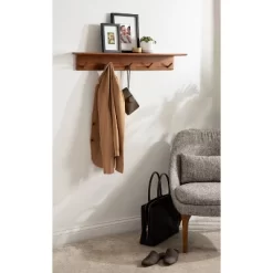 36" X 5" Alta Wood Shelf With 5 Posts Walnut Brown - Kate & Laurel All Things Decor -Online Furniture Store GUEST 28c83040 7f24 49b8 903c e97ebc330389