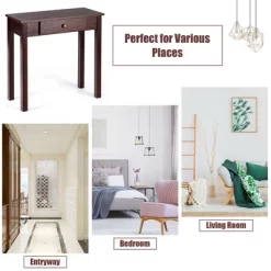 Costway Console Table With Drawer Entryway Hallway Accent Wooden Table Espresso -Online Furniture Store GUEST 29a43431 7766 412f b881 3e2aab0c6d1b