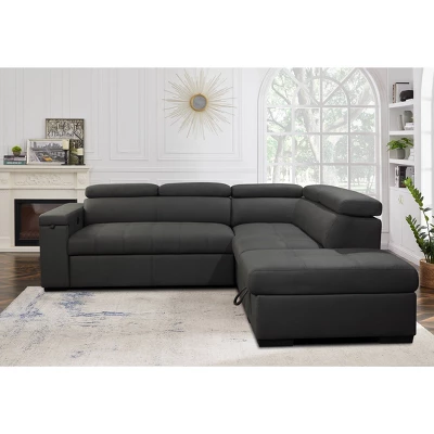 Mateo Stain Resistant Fabric Storage Sectional With Pullout Bed Gray - Abbyson Living 4 Mateo Stain Resistant Fabric Storage Sectional With Pullout Bed Gray - Abbyson Living - Image 4