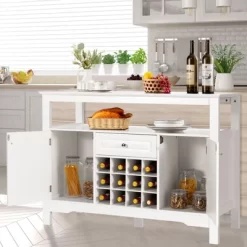 Costway Storage Buffet Sideboard Table Kitchen Sever Cabinet Wine Rack White -Online Furniture Store GUEST 2aad7183 71fe 4544 bf19 a798bb5b9be9
