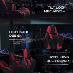 BlackArc Bravo Red Gaming Desk & Chair Set: High Back Gaming Chair With Lumbar Support & Adjustable Arms; Desk With Cupholder/Headphone Hook -Online Furniture Store GUEST 2ad9e2b0 2afb 444b af8b 5aa0d6dc22f9 1