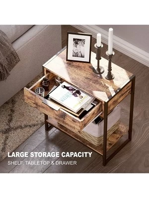 Year Color Industrial 2-Tier Nightstand With Drawer And Side Table For Small Spaces, Living Rooms, And Bedrooms 4 Year Color Industrial 2-Tier Nightstand With Drawer And Side Table For Small Spaces, Living Rooms, And Bedrooms - Image 4