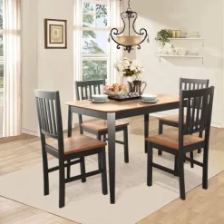 Costway 5PCS Mid Century Modern Black 29.5'' Dining Table Set 4 Chairs W/Wood Legs Kitchen Furniture 11 Costway 5PCS Mid Century Modern Black 29.5'' Dining Table Set 4 Chairs W/Wood Legs Kitchen Furniture -Online Furniture Store GUEST 2c1f31d9 6d3e 4e1b a10b d14a2b7ab345