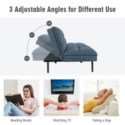 Costway Modern Convertible Futon Sofa Bed Linen Fabric Folding Couch Recliner GreyAquamarineBlue -Online Furniture Store GUEST 2d1b06e3 413a 4ee1 9336 559cf374f429