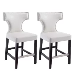 Set Of 2 Kings Counter Height Barstool With Studded Bonded Leather Seat - Corliving -Online Furniture Store GUEST 2db079cb 11bb 42bb af30 21a6922b5643