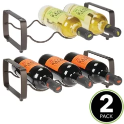 MDesign Metal Wine Rack Storage Organizer, 3 Bottles Each - 2 Pack