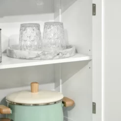 HOMCOM 63" Small Buffet With Hutch, 4-Door Kitchen Pantry, Freestanding Storage Cabinet With Adjustable Shelf For Dining Room, Living Room, White -Online Furniture Store GUEST 2e4a6638 c76d 48ed a491 5bc850b01433