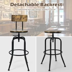 Costway Set Of 2 Industrial Bar Stool Adjustable Swivel Counter-Height Dining Side Chair -Online Furniture Store GUEST 2e5e3a79 bdca 4512 bae1 7be28cb4388f
