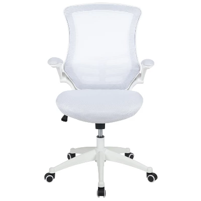 Flash Furniture Mid-Back White Mesh Swivel Ergonomic Task Office Chair With White Frame And Flip-Up Arms 2 Flash Furniture Mid-Back White Mesh Swivel Ergonomic Task Office Chair With White Frame And Flip-Up Arms - Image 2