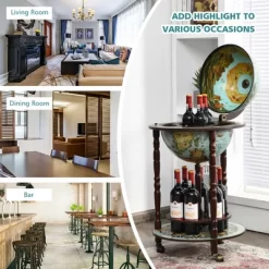 Costway 17'' Globe Wine Kitchen Stand 16th Century Italian Map Liquor Bottle Shelf Cart -Online Furniture Store GUEST 2fb976bb b08f 4fa7 89e0 c9b2905b3222