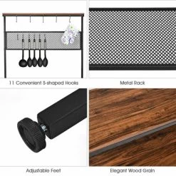 Costway 4-Tier Kitchen Bakers Rack Microwave Oven Stand Industrial W/Hooks & Mesh Panel -Online Furniture Store GUEST 305d9aea b7a1 4f51 93bb 610ac3d83c4d