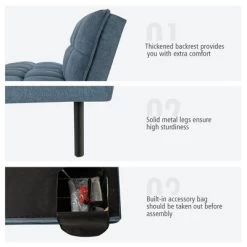 Costway Modern Convertible Futon Sofa Bed Linen Fabric Folding Couch Recliner GreyAquamarineBlue -Online Furniture Store GUEST 307ab04c 8480 4838 92e1 62a801e8a1d6