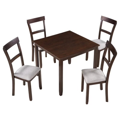 5 PCS Classic Dining Table Set With 4 Upholstered Chairs-ModernLuxe 7 5 PCS Classic Dining Table Set With 4 Upholstered Chairs-ModernLuxe - Image 7