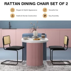 Costway Dining Chairs Set Rattan Upholstered Dining Chairs With Cane Back&Metal Base -Online Furniture Store GUEST 315bec88 7f00 473e bfcf 18b6e19d99d0