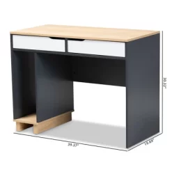 Reed 2 Drawer Wood Computer Desk - Gray/White - Baxton Studio -Online Furniture Store GUEST 3196d1c5 6531 4f51 b1de 83a1acb37c90