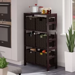 42" 7pc Leo Storage Shelf With Baskets Espresso/Chocolate - Winsome -Online Furniture Store GUEST 31a07c8d fc98 4f64 812b a936325ab2b7