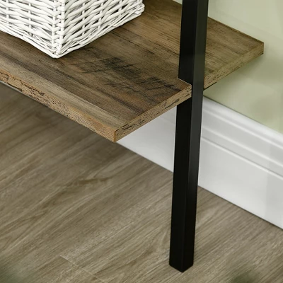 HOMCOM Industrial 5 Tier Ladder Shelf, Wall Mount Storage Shelves Bookcase With Metal Frame, Corner Unit, Plant Flower Rack For Living Room, Balcony, Brown 5 HOMCOM Industrial 5 Tier Ladder Shelf, Wall Mount Storage Shelves Bookcase With Metal Frame, Corner Unit, Plant Flower Rack For Living Room, Balcony, Brown - Image 5