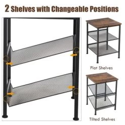 Costway 3-Tier Industrial End Side Table Nightstand W/2 Adjustable Shelves Rustic Brown -Online Furniture Store GUEST 31eca7ba 11c7 4fe4 b454 596b7248a8d7