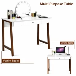 Costway Computer Desk Laptop PC Writing Table Makeup Vanity Table W/Drawer And Wood Legs 15 Costway Computer Desk Laptop PC Writing Table Makeup Vanity Table W/Drawer And Wood Legs -Online Furniture Store GUEST 3246dcd3 7f2a 4cf7 80e5 ed5a3de9b47c